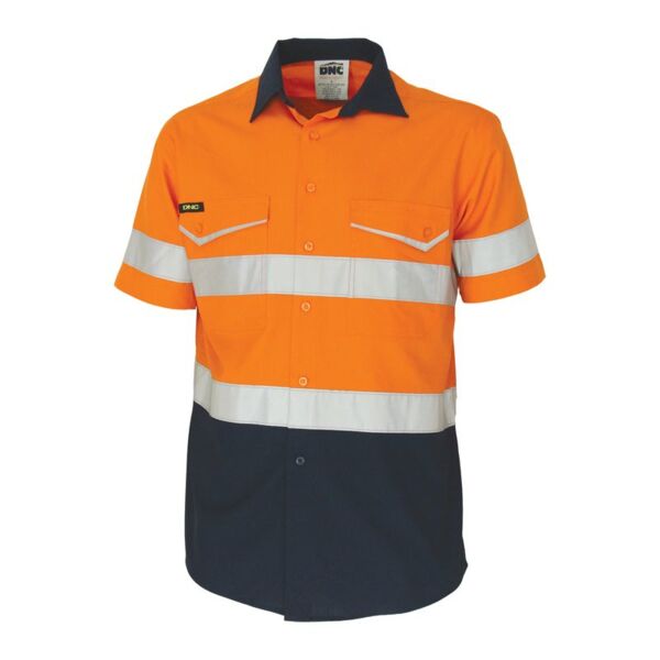 Two Tone RipStop Cotton Short Sleeve Shirt with CSR Reflective Tape Thumbnail