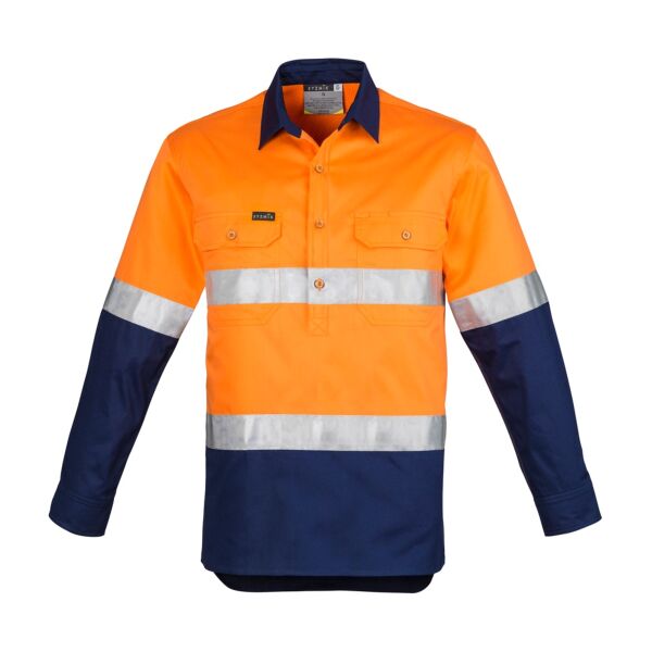 Mens Hi Vis Closed Front Long Sleeve Shirt - Hoop Taped Thumbnail